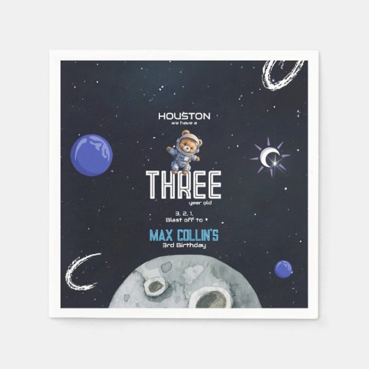 Outer Space Astronaut Any Age Birthday Serviette (Vorderseite)