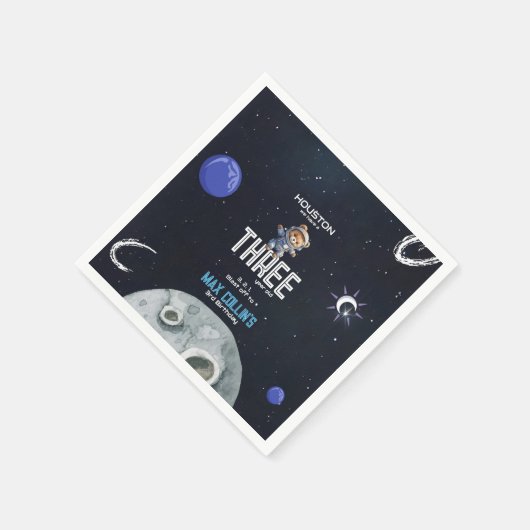 Outer Space Astronaut Any Age Birthday Serviette (Ecke)