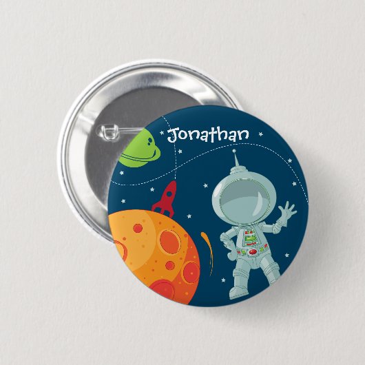 Outer Space Astronaut Birthday Favor Button (Vorne & Hinten)