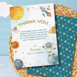 Outer Space Astronaut Birthday Party Dankeskarte