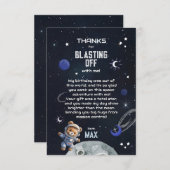 Outer Space Astronaut Birthday Thank You Card Dankeskarte (Vorne/Hinten)