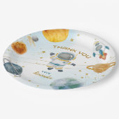 Outer Space Astronaut Birthday Thank You Pappteller (Schrägansicht)