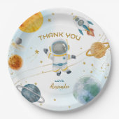 Outer Space Astronaut Birthday Thank You Pappteller (Vorderseite)