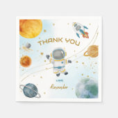 Outer Space Astronaut Birthday Thank You Serviette (Vorderseite)