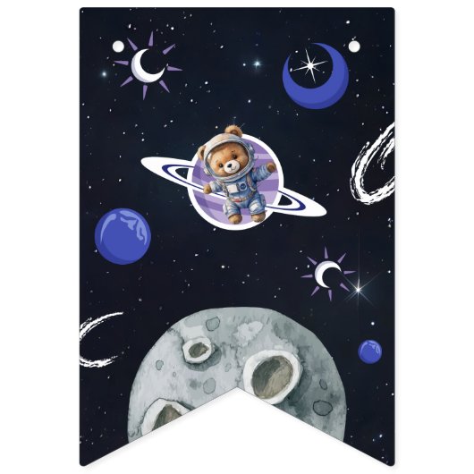 Outer Space Astronaut Birthday Wimpelkette (Erste Fahne)