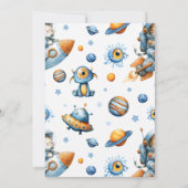 Outer Space Astronaut Cat Blast Off 1st Birthday Einladung (Rückseite)