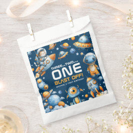 Outer Space Astronaut Cat Blast Off 1st Birthday Geschenktütchen