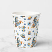 Outer Space Astronaut Cat Festive Galaxy Pattern Pappbecher (Rückseite)