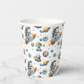 Outer Space Astronaut Cat Festive Galaxy Pattern Pappbecher (Rechts)