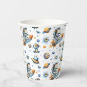 Outer Space Astronaut Cat Festive Galaxy Pattern Pappbecher (Vorderseite)