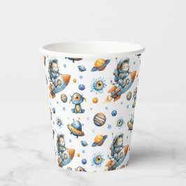Outer Space Astronaut Cat Festive Galaxy Pattern Pappbecher