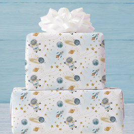 Outer Space Astronaut Kids Birthday  Geschenkpapier