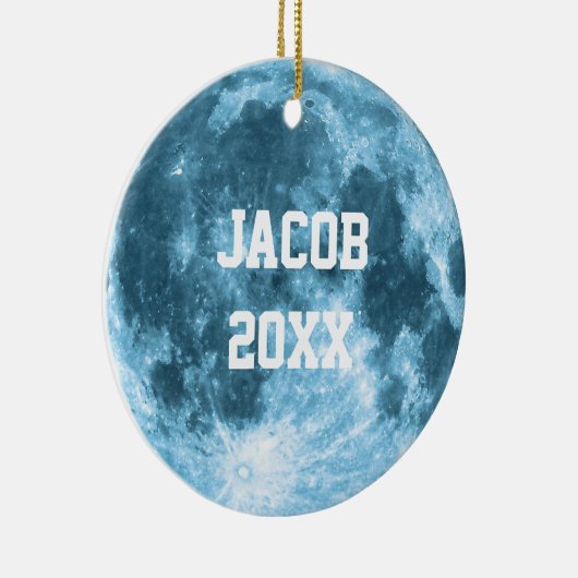 Outer Space Astronomy Astronaut Custom Name Moon  Keramik Ornament (Rechts)