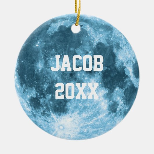 Outer Space Astronomy Astronaut Custom Name Moon  Keramik Ornament (Vorne)