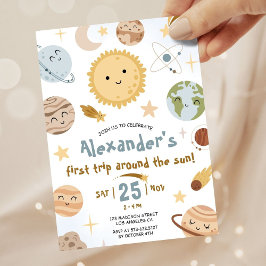 Outer Space Birthday First Trip Around The Sun  Einladung