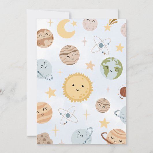 Outer Space Birthday First Trip Around The Sun  Einladung (Rückseite)