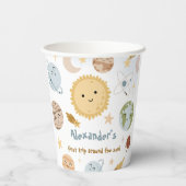 Outer Space Birthday First Trip Birthday Paper Pappbecher (Rückseite)