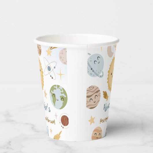 Outer Space Birthday First Trip Birthday Paper Pappbecher (Rechts)