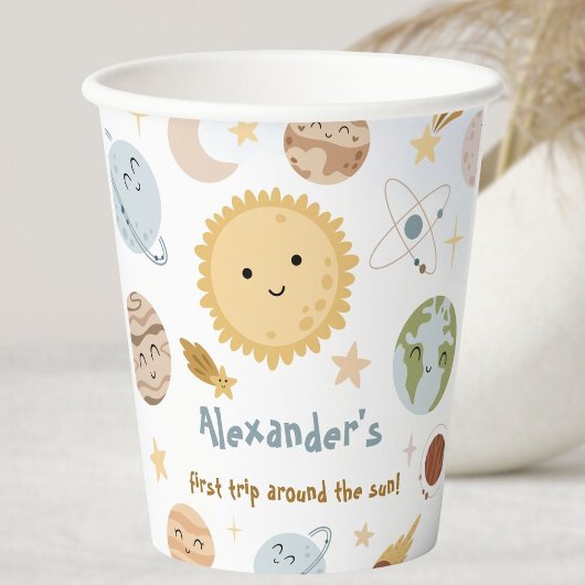 Outer Space Birthday First Trip Birthday Paper Pappbecher