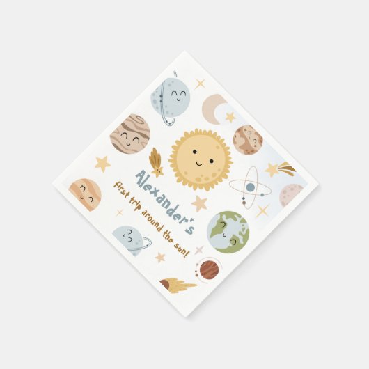 Outer Space Birthday First Trip Birthday Paper Serviette (Ecke)