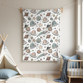 Outer Space Blanket Boy Baby Shower Gift Rocket Fleecedecke