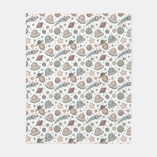 Outer Space Blanket Boy Baby Shower Gift Rocket Fleecedecke (Vorderseite)