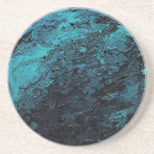 Outer Space Blue Black Textured Planet Planet Getränkeuntersetzer (Vorne)