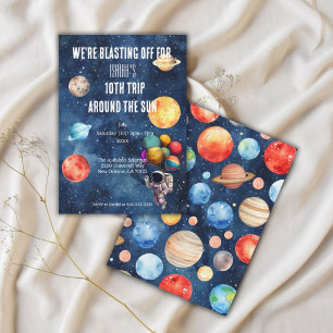 Outer Space Boy 10. Reise um die Sonne Geburtstag Einladung