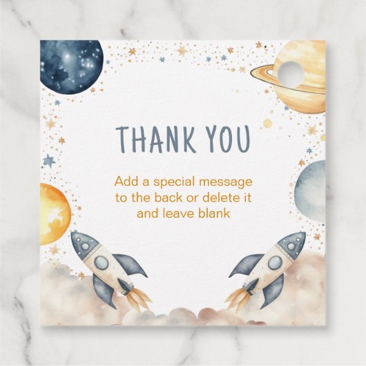 Outer Space Boy Birthday Danke Geschenkanhänger (Rückseite)