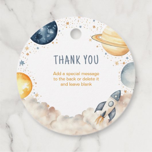 Outer Space Boy Birthday Danke Geschenkanhänger (Rückseite)