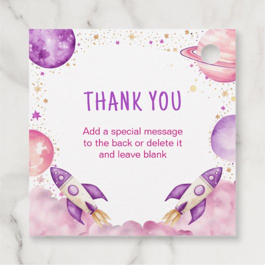 Outer Space Boy Birthday Danke Geschenkanhänger (Rückseite)
