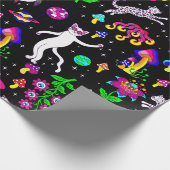 outer space disco cat alien ufo leopard surreal geschenkpapier (Ecke)