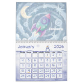 Outer Space Explorer Personalized Kids 2026 Kalender (Jan 2026)