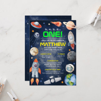 Outer Space First Birthday Invitation Einladung