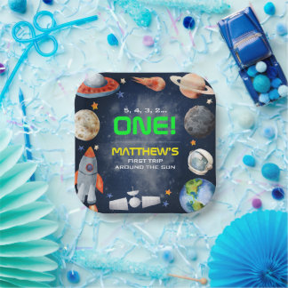 Outer Space First Birthday Pappteller
