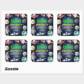 Outer Space First Birthday Quadratischer Aufkleber (Blatt)