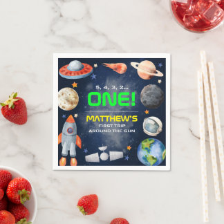 Outer Space First Birthday Serviette