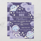 outer space First Trip 1st birthday boy Einladung (Vorne/Hinten)