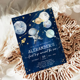 Outer Space First Trip Around the Sun 1st Birthday Einladung