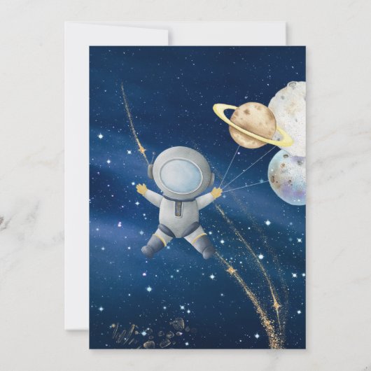 Outer Space First Trip Around the Sun 1st Birthday Einladung (Rückseite)