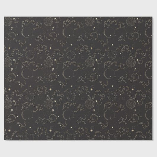 Outer space galaxy planets print geschenkpapier (Flach)