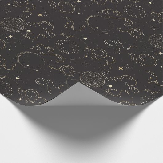 Outer space galaxy planets print geschenkpapier (Ecke)