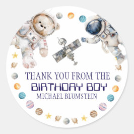 Outer Space Geburtstagsparty Danke Runder Aufkleber