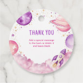 Outer Space Lila Pink Geburtstag Vielen Dank Geschenkanhänger (Rückseite)