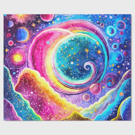 OUTER SPACE | MODERN GALAXY GESCHENKPAPIER (Flach)