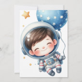 Outer Space Niedlich Austronaut Junge 1. Geburtsta Einladung (Rückseite)