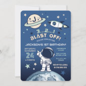 Outer Space Out of this World 1st Birthday Einladung (Vorderseite)