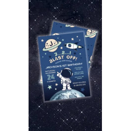 Outer Space Out of this World 1st Birthday Einladung