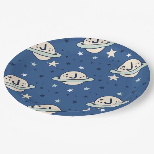 Outer Space Out of this World 1st Birthday Pappteller (Schrägansicht)