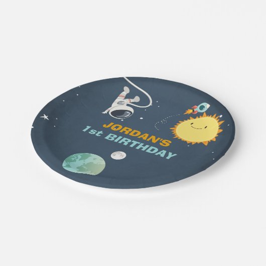 Outer Space Paper Plates Birthday Rocket Astronaut Pappteller (Schrägansicht)